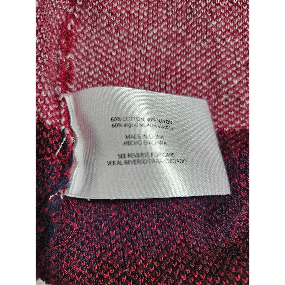 Eddie Bauer‎ Men's Fairisle Sweater 1/4 zip, size XXL Maroon & Blue Grandpa Ski - Picture 7 of 8
